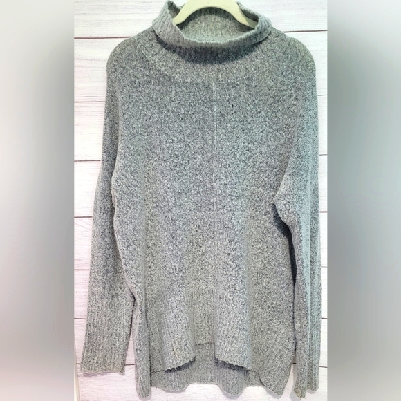 GUC soft gray mock neck high low knit sweater size M - Picture 1 of 8